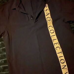Versace Collection Polo in Black with Gold Lettering